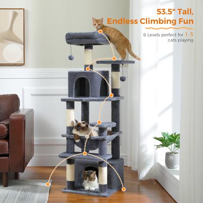 Show full view: PAWZ Road 54-in Large Hammock Fleece Cat Tree & Condo, Small, Dark Gray slide 7 of 12
