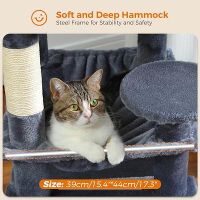 Show full view: PAWZ Road 54-in Large Hammock Fleece Cat Tree & Condo, Small, Dark Gray slide 5 of 12