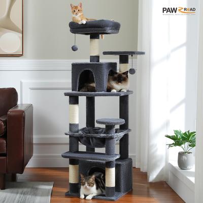 Show full view: PAWZ Road 54-in Large Hammock Fleece Cat Tree & Condo, Small, Dark Gray slide 3 of 12
