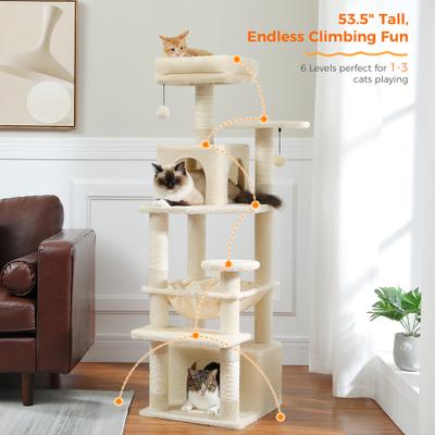 Show full view: PAWZ Road 54-in Large Hammock Fleece Cat Tree & Condo, Small, Beige slide 7 of 11