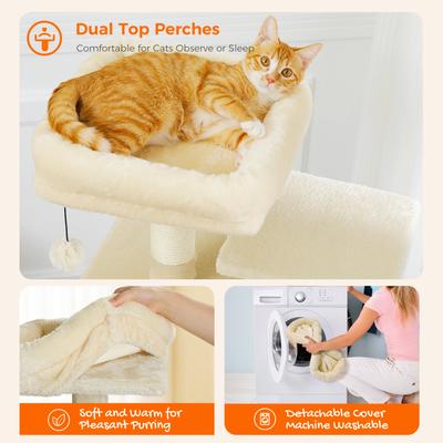 Show full view: PAWZ Road 54-in Large Hammock Fleece Cat Tree & Condo, Small, Beige slide 6 of 11