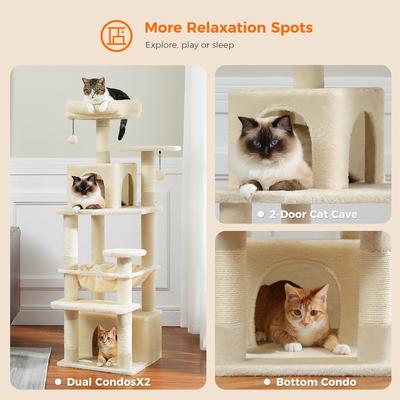 Show full view: PAWZ Road 54-in Large Hammock Fleece Cat Tree & Condo, Small, Beige slide 5 of 11