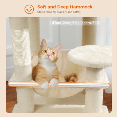 Show full view: PAWZ Road 54-in Large Hammock Fleece Cat Tree & Condo, Small, Beige slide 4 of 11