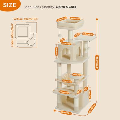 Show full view: PAWZ Road 54-in Large Hammock Fleece Cat Tree & Condo, Small, Beige slide 3 of 11