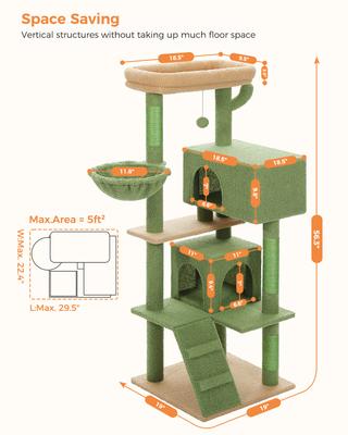 Show full view: PAWZ Road 56.3-in Polyester Cat Tree & Condo, Large, Green slide 5 of 7