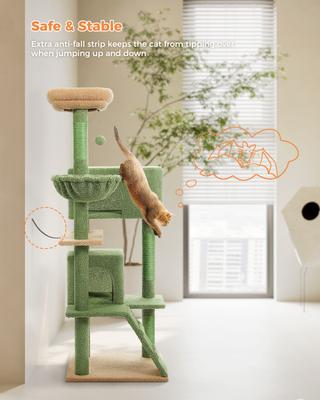 Show full view: PAWZ Road 56.3-in Polyester Cat Tree & Condo, Large, Green slide 6 of 7