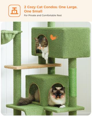 Show full view: PAWZ Road 56.3-in Polyester Cat Tree & Condo, Large, Green slide 4 of 7