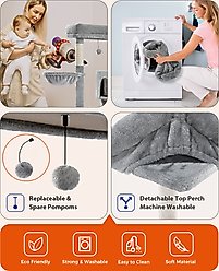 PAWZ Road 56.3-in Polyester Cat Tree & Condo, Large, Gray slide 2 of 8