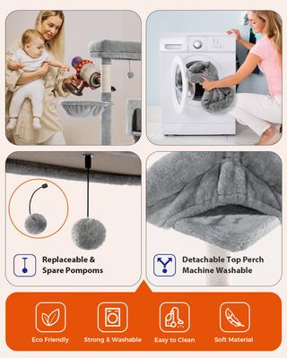 Show full view: PAWZ Road 56.3-in Polyester Cat Tree & Condo, Large, Gray slide 6 of 9