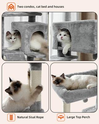 Show full view: PAWZ Road 56.3-in Polyester Cat Tree & Condo, Large, Gray slide 8 of 9