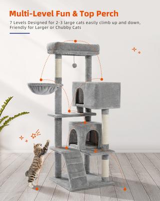 Show full view: PAWZ Road 56.3-in Polyester Cat Tree & Condo, Large, Gray slide 5 of 9