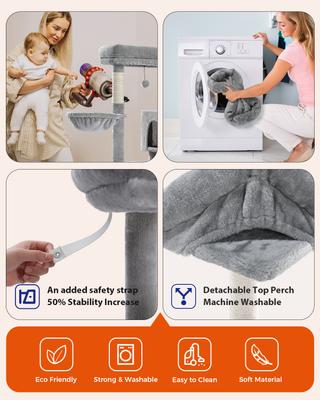 Show full view: PAWZ Road 56.3-in Polyester Cat Tree & Condo, Large, Gray slide 3 of 9