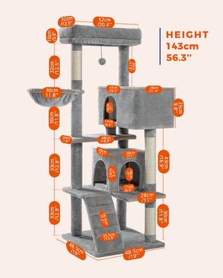 Show full view: PAWZ Road 56.3-in Polyester Cat Tree & Condo, Large, Gray slide 4 of 9