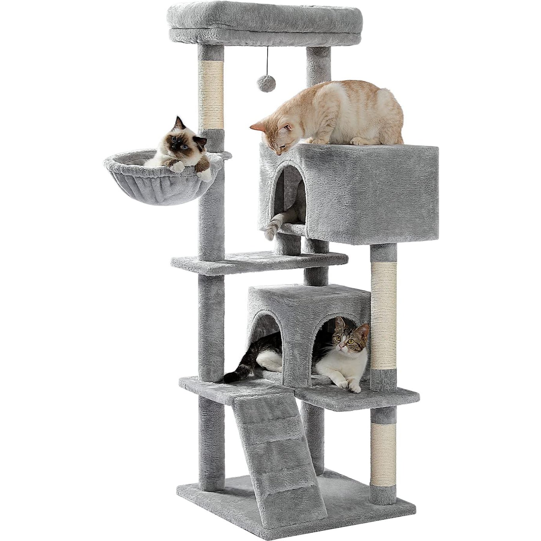 PAWZ Road 56.3-in Polyester Cat Tree & Condo, Large, Gray