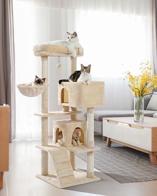 Show full view: PAWZ Road 56.3-in Polyester Cat Tree & Condo, Large, Beige slide 8 of 9