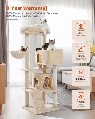 Show full view: PAWZ Road 56.3-in Polyester Cat Tree & Condo, Large, Beige slide 6 of 9