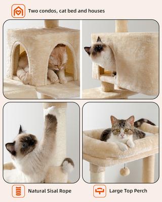 Show full view: PAWZ Road 56.3-in Polyester Cat Tree & Condo, Large, Beige slide 7 of 9