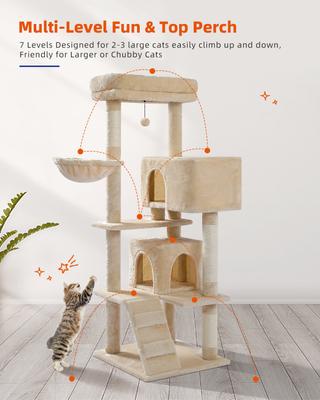 Show full view: PAWZ Road 56.3-in Polyester Cat Tree & Condo, Large, Beige slide 5 of 9