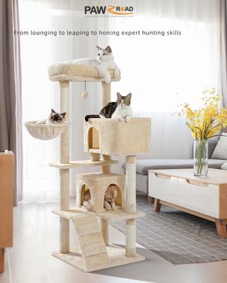 Show full view: PAWZ Road 56.3-in Polyester Cat Tree & Condo, Large, Beige slide 3 of 9