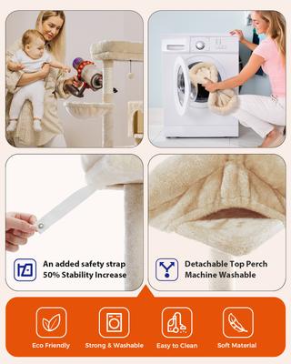 Show full view: PAWZ Road 56.3-in Polyester Cat Tree & Condo, Large, Beige slide 2 of 9