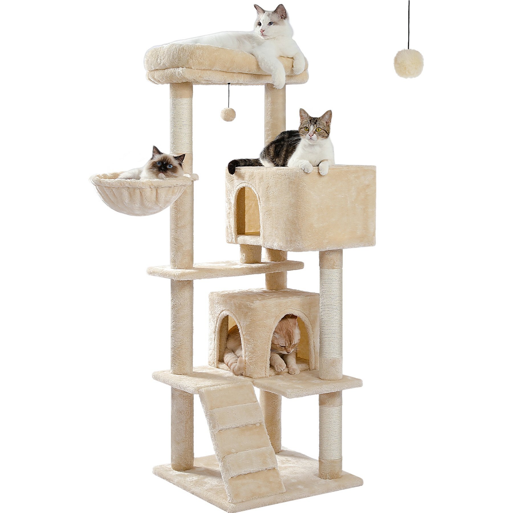 PAWZ Road 56.3-in Polyester Cat Tree & Condo, Large, Beige