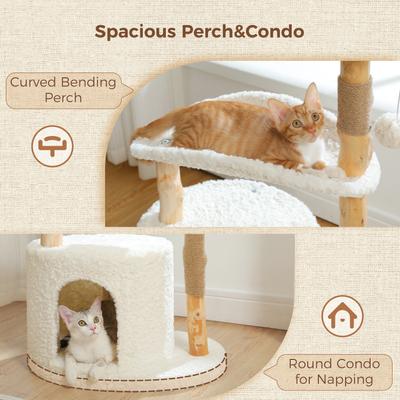 Show full view: PAWZ Road 40-in Modern Luxury Curved Bed Fleece Cat Tree & Condo, White slide 5 of 10