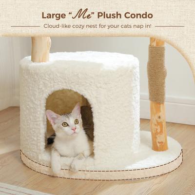 Show full view: PAWZ Road 40-in Modern Luxury Curved Bed Fleece Cat Tree & Condo, White slide 4 of 10