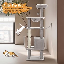 PAWZ Road 54-in Multi-Level Polyester Cat Tree & Condo, Medium, Gray slide 2 of 8