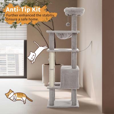 Show full view: PAWZ Road 54-in Multi-Level Polyester Cat Tree & Condo, Medium, Gray slide 8 of 9