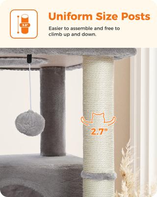 Show full view: PAWZ Road 54-in Multi-Level Polyester Cat Tree & Condo, Medium, Gray slide 6 of 9