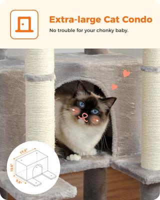 Show full view: PAWZ Road 54-in Multi-Level Polyester Cat Tree & Condo, Medium, Gray slide 5 of 9