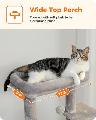 Show full view: PAWZ Road 54-in Multi-Level Polyester Cat Tree & Condo, Medium, Gray slide 4 of 9