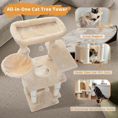 Show full view: PAWZ Road 54-in Multi-Level Polyester Cat Tree & Condo, Medium, Beige slide 8 of 9