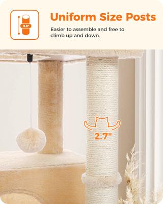 Show full view: PAWZ Road 54-in Multi-Level Polyester Cat Tree & Condo, Medium, Beige slide 6 of 9