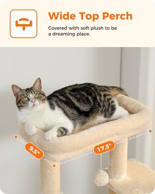 Show full view: PAWZ Road 54-in Multi-Level Polyester Cat Tree & Condo, Medium, Beige slide 7 of 9