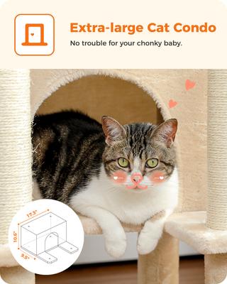 Show full view: PAWZ Road 54-in Multi-Level Polyester Cat Tree & Condo, Medium, Beige slide 4 of 9