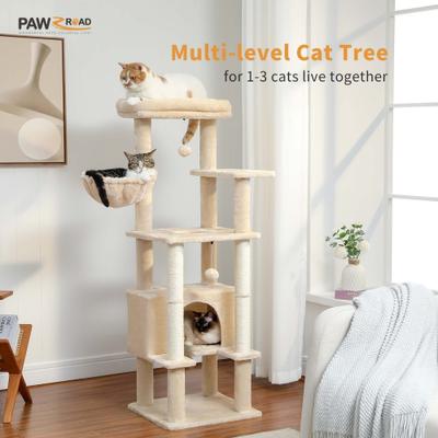 Show full view: PAWZ Road 54-in Multi-Level Polyester Cat Tree & Condo, Medium, Beige slide 2 of 9