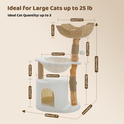 Show full view: PAWZ Road 40-in Modern Luxury Large Hammock Fleece Cat Tree & Condo, White slide 7 of 9