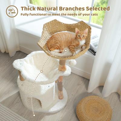 Show full view: PAWZ Road 40-in Modern Luxury Large Hammock Fleece Cat Tree & Condo, White slide 5 of 9