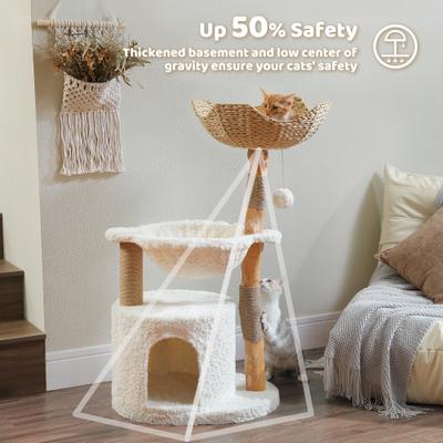 Show full view: PAWZ Road 40-in Modern Luxury Large Hammock Fleece Cat Tree & Condo, White slide 2 of 9