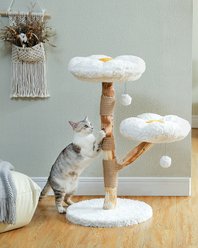 PAWZ Road 36-in Modern Wood Flower Cotton Cat Tree, White