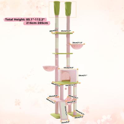 Show full view: PAWZ Road 112-in Adjustable Polyester Floor-to-Ceiling Cat Tree & Condo, Pink slide 6 of 10