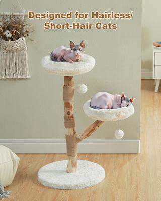 Show full view: PAWZ Road 36-in Modern Wood Flower Cotton Cat Tree, White slide 2 of 8