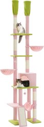 PAWZ Road 112-in Adjustable Polyester Floor-to-Ceiling Cat Tree & Condo, Pink
