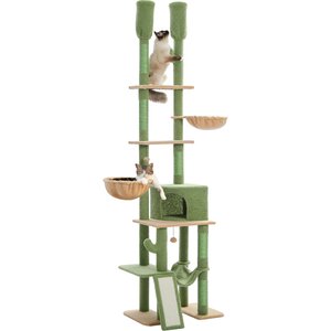 PAWZ Road 112-in Adjustable Polyester Floor-to-Ceiling Cat Tree & Condo, Green