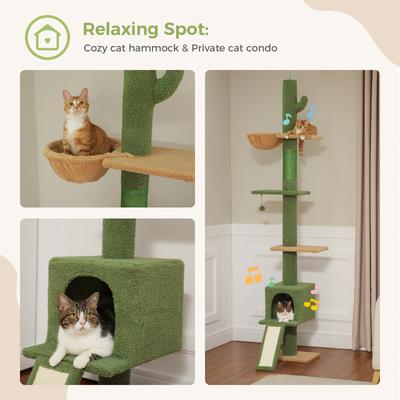 Show full view: PAWZ Road 108-in Adjustable Fleece Floor-to-Ceiling Cat Tree & Condo, Green slide 7 of 9