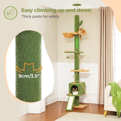 Show full view: PAWZ Road 108-in Adjustable Fleece Floor-to-Ceiling Cat Tree & Condo, Green slide 4 of 9