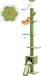 PAWZ Road 108-in Adjustable Fleece Floor-to-Ceiling Cat Tree & Condo, Green