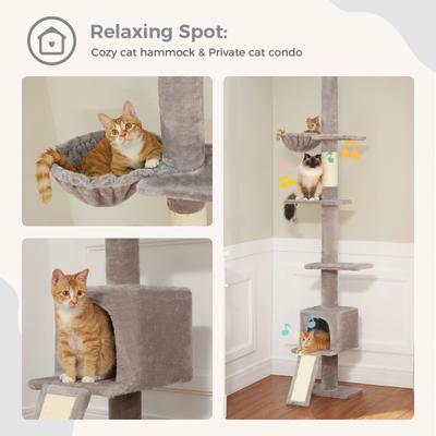 Show full view: PAWZ Road 108-in Adjustable Fleece Floor-to-Ceiling Cat Tree & Condo, Gray slide 6 of 8