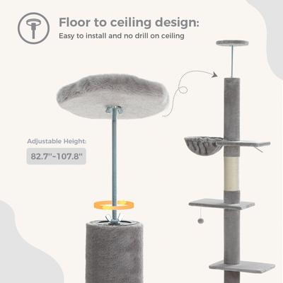 Show full view: PAWZ Road 108-in Adjustable Fleece Floor-to-Ceiling Cat Tree & Condo, Gray slide 5 of 8